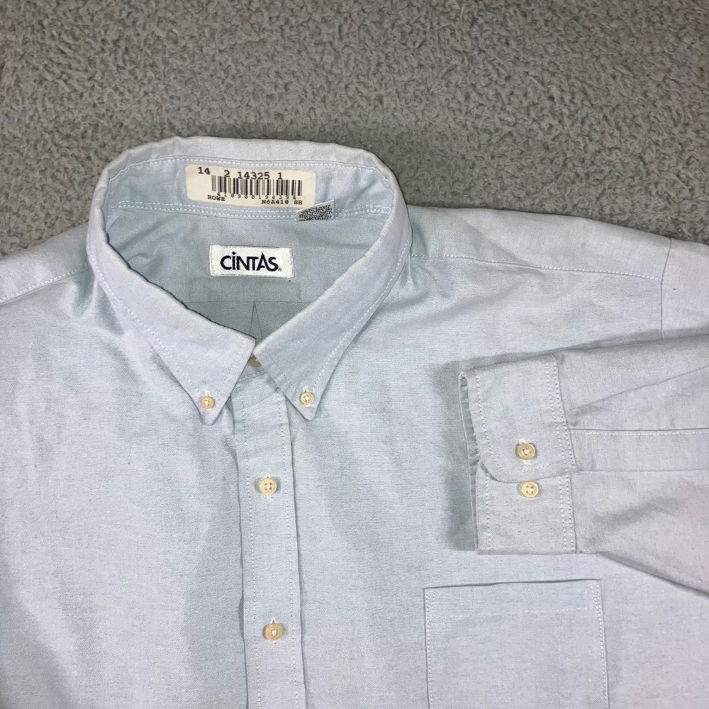Cintas Oxford Work Shirt Men 20 4XL Blue Button Down Grunge Workwear Durable‎